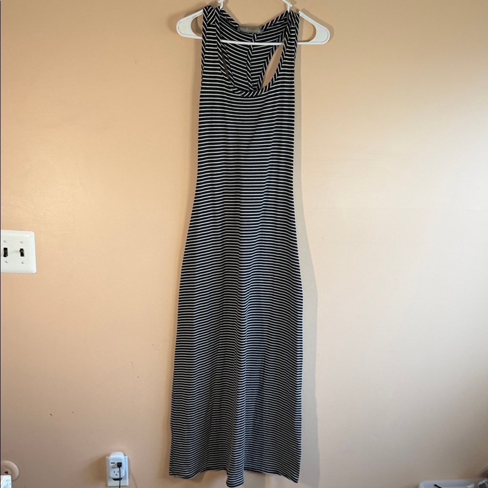 finn & clover Black and White Striped Racerback Maxi